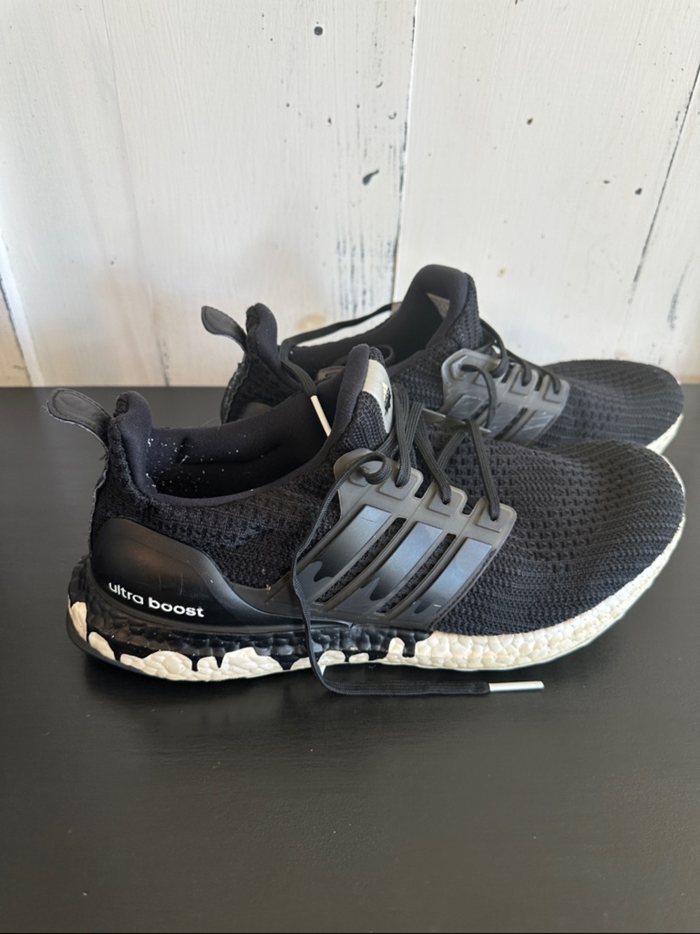 adidas Black and White Ultra Boost Knit Sneakers